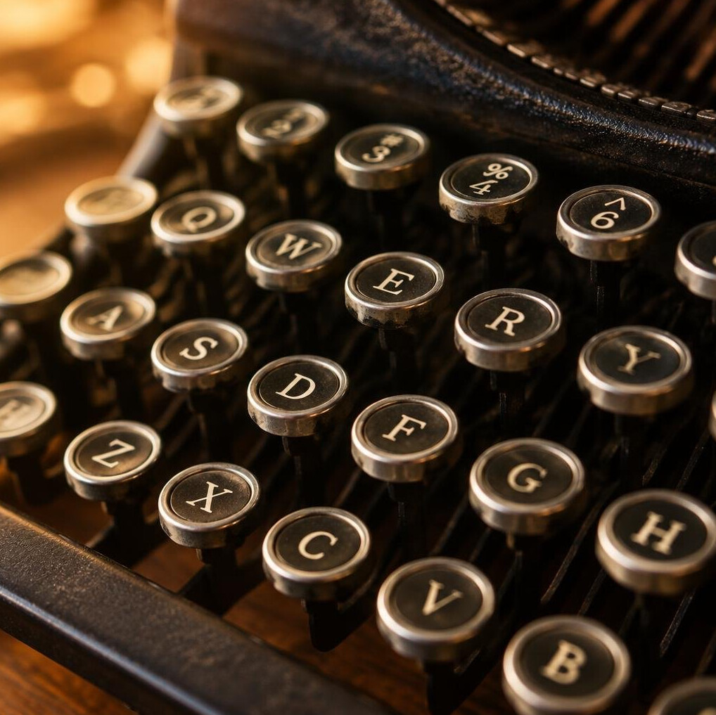 Close-up of vintage typewriter keys